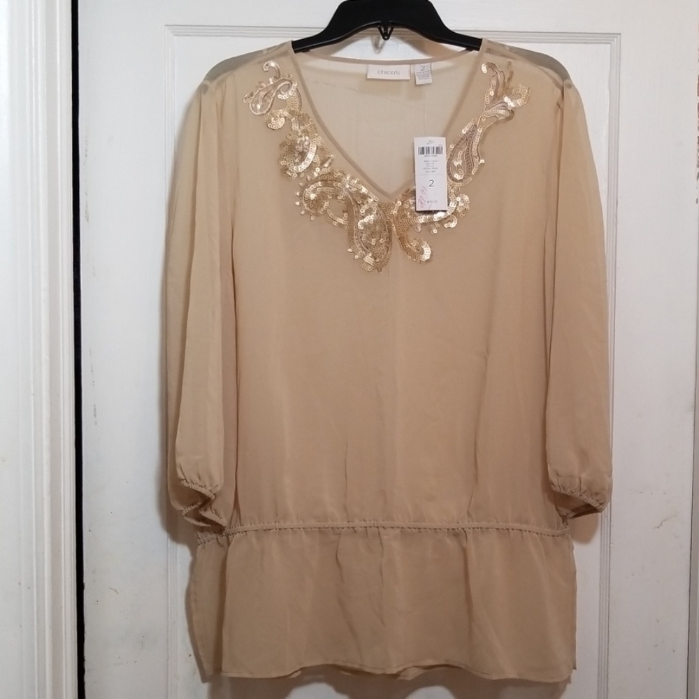 NWT Chico's Sequin Top Sz 2